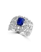 Effy Royale Bleu Sapphire And Diamond 14k White Gold Ring, 0.36 Tcw