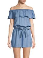 Vero Moda Mia Off-the-shoulder Chambray Playsuit