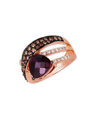 Levian Kt. Strawberry Gold Rhodolite Diamond Ring
