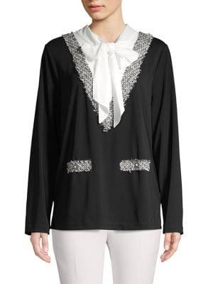Karl Lagerfeld Paris Layered Twofer Tie-neck Top