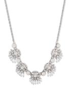 Marchesa Faux Pearl And Crystal Cluster Frontal Necklace