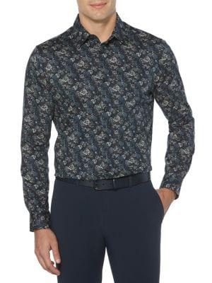 Perry Ellis Rose-print Stretch Shirt
