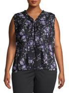 Tahari Arthur S. Levine Plus Printed Sleeveless Blouse