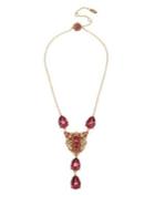 Miriam Haskell Pink Stone Floral Y-necklace