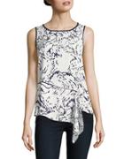 Ivanka Trump Printed Contrast Top