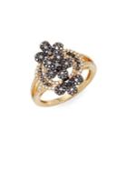 Effy 14k Yellow Gold, White & Black Diamond Ring