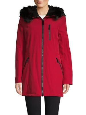 Calvin Klein Faux Fur-trim Coat