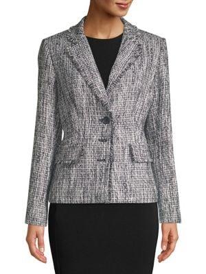 Karl Lagerfeld Paris Frayed Tweed Jacket