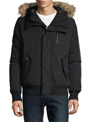 Calvin Klein Faux Fur-trimmed Hooded Bomber Jacket