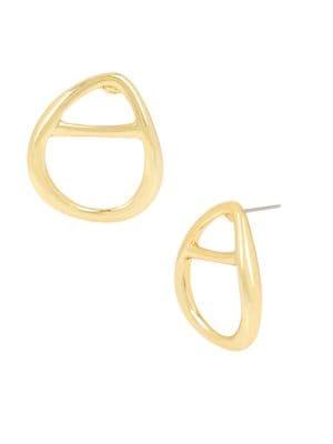 H Halston Goldtone Open Oval Stud Earrings
