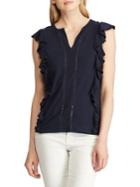 Lauren Ralph Lauren Flutter-trim Eyelet Top