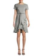 Calvin Klein Petite Plaid Ruffle Wrap Dress