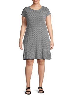 Michael Kors Plus Reptile Printed Short Sleeve Dress