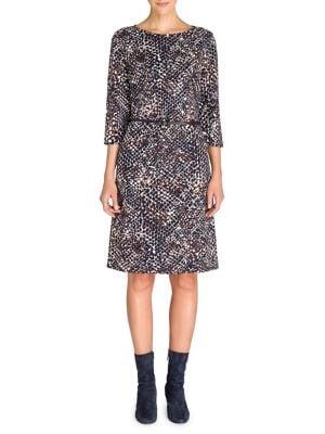 Olsen Rustic Luxury Animal-print Cotton-blend A-line Dress