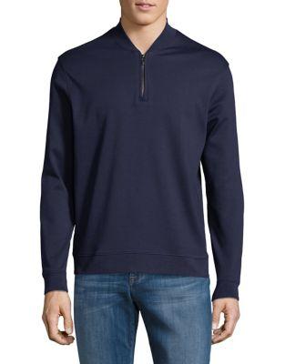 Black Brown Half-zip Cotton Sweater