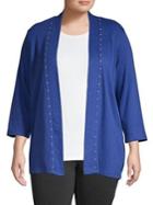 Rafaella Plus Three-quarter Sleeve Open Front Cardigan