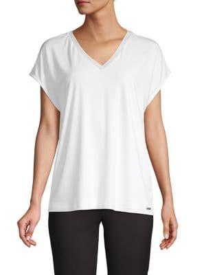 Calvin Klein Metallic-trim V-neck Tee