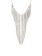 Carolee Grace White Faux Pearl & Crystal Drama Fringe Bib Necklace