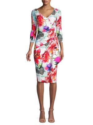 Chiara Boni La Petite Robe Watercolor Floral Faux-wrap Dress