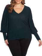 1.state V-neck Blouson-sleeve Ribbed Sweater