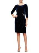 Alex Evenings Short Ruched Velvet Shift Dress