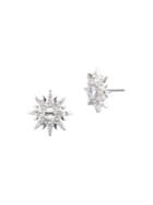 Givenchy Silvertone & Crystal Button Stud Earrings