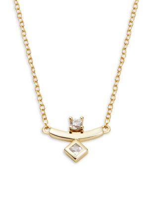 Lord & Taylor Square Diamond Crystal And Sterling Silver Pendant Necklace