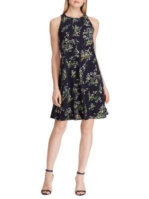 Lauren Ralph Lauren Floral Crepe A-line Dress