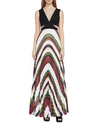Bcbgmaxazria Maryna Deco Stripe Pleated Dress
