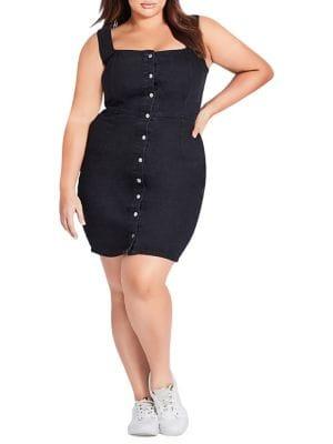 City Chic Plus Denim Button-up Dress