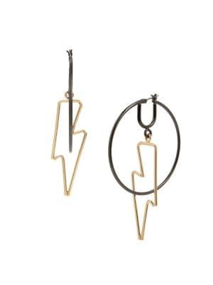 Bcbgeneration Two-tone Lightning Bolt Orbital Hoop Earrings