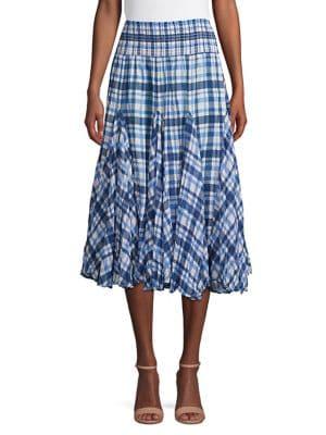 Context Plaid Cotton Midi Skirt