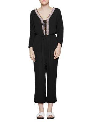 Bcbgeneration Embroidered Lace-up Jumpsuit