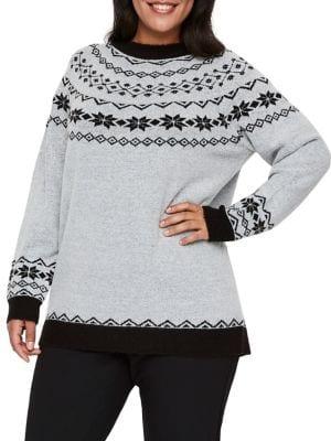 Junarose Plus Sannie Patterned Long-sleeve Sweater