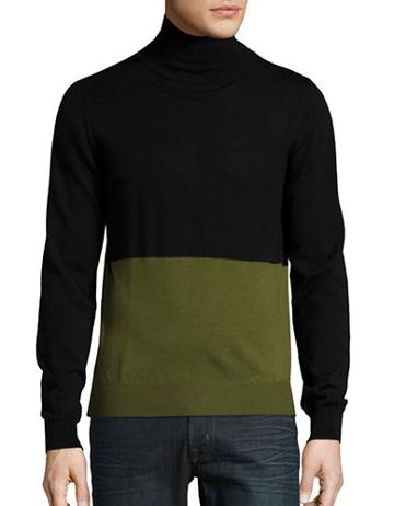 Hans Kjobenhavn Mock Neck Colorblocked Sweater