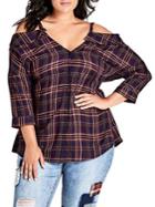 City Chic Plus Reality Checked Top