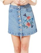 Miss Selfridge Floral Embroidered Denim Skirt