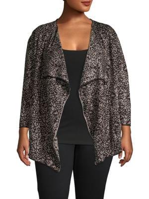 Kasper Plus Snake-print Cardigan