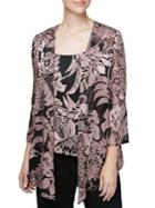 Alex Evenings Twinset Printed Tank & Open-front Jacket