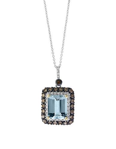 Effy Final Call Diamond, Aquamarine & 14k White Gold Pendant Necklace