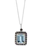 Effy Final Call Diamond, Aquamarine & 14k White Gold Pendant Necklace