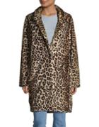 Calvin Klein Faux Fur Leopard Print Coat