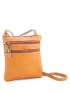 Royce New York Double-zip Leather Crossbody Bag