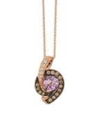 Levian Le Vian Chocolatier Diamond, Amethyst And 14k Rose Gold Swirl Pendant Necklace