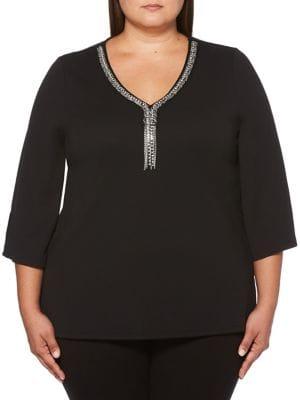Rafaella Plus Chain Embellished Top