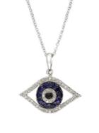 Effy Royale Bleu 14k White Gold, Diamond & Sapphire Evil Eye Necklace