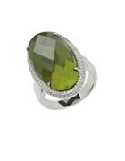 Lord & Taylor Sterling Silver Vesuvianite And Diamond Ring