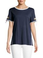 Donna Karan Grommet Self-tie Cotton Blend Top
