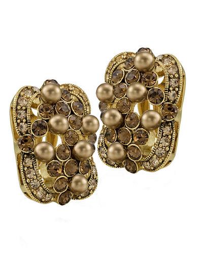 Carolee Gold Crystal And Pearl Earrings