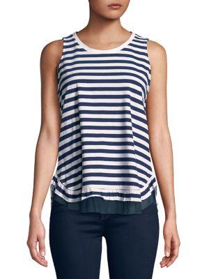 Lord & Taylor Petite Tulle-hem Stripe Tank